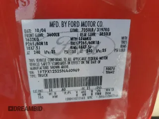 2005 Ford F-150 XLT with VIN 1FTPX12525NA40969, listed as a Copart auction lot 42563695 with 92,536 mi miles and Salvage Title. Bid and sale history available at carsss.com. Image 12.