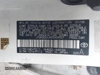 2008 Toyota Prius z VIN JTDKB20U483454957, wystawiony jako IAAI lot #42358477 z przebiegiem 256 781 mil mil oraz . Historia ofert i sprzedaży dostępna na DreamBid. Obrazek 9.