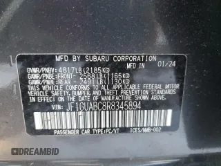 2024 Subaru Impreza with VIN JF1GUABC8R8345894, listed as a Copart auction lot 43810295 with 5,514 mi miles and Salvage Title. Bid and sale history available at carsss.com. Image 12.