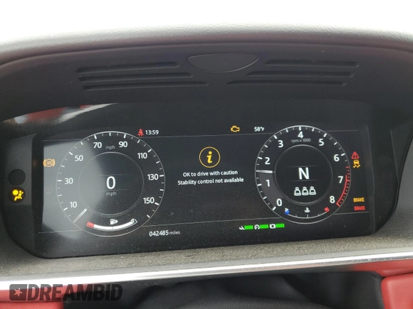 2020 Land Rover Range Rover Sport HST with VIN SALWS2RU6LA720061, listed as a Copart auction lot 55636705 with 42,485 mi miles and Salvage title. Bid and sale history available at DreamBid. Image 9.