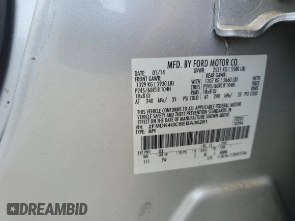 2014 Ford Edge SE с VIN 2FMDK4GC8EBA36281, выставлен на аукционе Copart как лот 62556245 с пробегом 213 048 миль миль и Чистый • Clean title. История ставок и продаж доступна на DreamBid. Изображение 12.