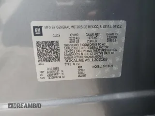 2020 GMC Terrain SLE with VIN 3GKALMEV5LL202108, listed as a Copart auction lot 47255375 with 44,187 mi miles and Salvage Title. Bid and sale history available at carsss.com. Image 14.