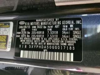 2016 Kia Sorento EX with VIN 5XYPHDA50GG017183, listed as a Copart auction lot 55647524 with 100,859 mi miles and Clean Title. Bid and sale history available at carsss.com. Image 13.