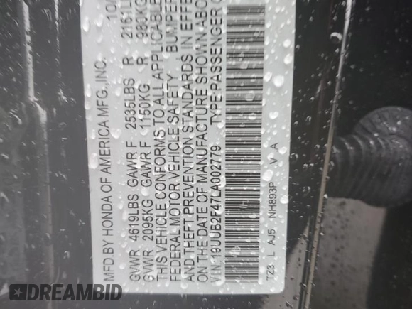 2020 Acura TLX Technology z VIN 19UUB2F47LA002779, wystawiony jako Copart lot #52688305 z przebiegiem 45 391 mil mil oraz Szkoda całkowita • Salvage title. Historia ofert i sprzedaży dostępna na DreamBid. Obrazek 14.