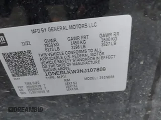 2022 Chevrolet Traverse LS with VIN 1GNERLKW3NJ107809, listed as a IAAI auction lot 41481333 with Not Provided miles. Bid and sale history available at carsss.com. Image 9.