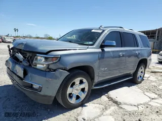 2015 Chevrolet Tahoe LTZ with VIN 1GNSCCKC7FR619201, listed as a Copart auction lot 49460205 with 75,049 mi miles and Salvage Title. Bid and sale history available at carsss.com. Image 1.