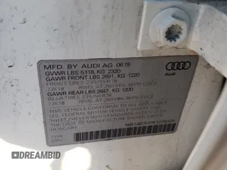 2019 Audi Q3 Premium with VIN WA1AECF37K1078324, listed as a Copart auction lot 75601734 with 73,623 mi miles and Salvage Title. Bid and sale history available at carsss.com. Image 14.