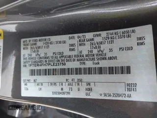 2023 Ford Ranger XL with VIN 1FTER4FH7PLE23750, listed as a IAAI auction lot 42008399 with 52,359 mi miles and . Bid and sale history available at DreamBid. Image 9.
