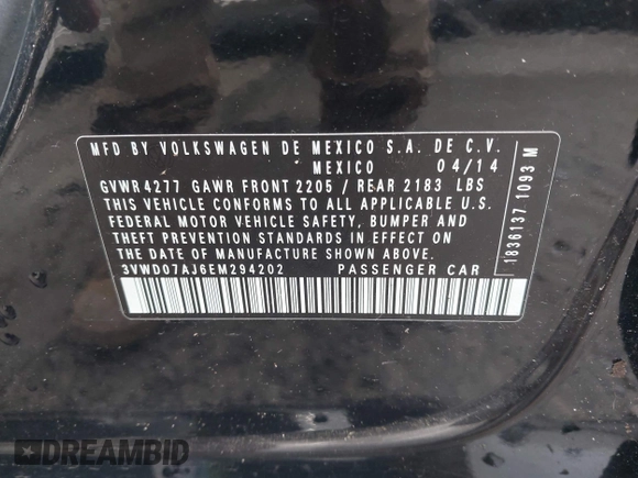 2014 Volkswagen Jetta SE z VIN 3VWD07AJ6EM294202, wystawiony jako IAAI lot #42364119 z przebiegiem 77 393 mil mil oraz . Historia ofert i sprzedaży dostępna na DreamBid. Obrazek 9.