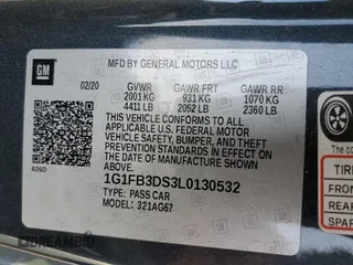 2020 Chevrolet Camaro 1LT with VIN 1G1FB3DS3L0130532, listed as a Copart auction lot 44820173 with 64,408 mi miles. Bid and sale history available at carsss.com. Image 14.