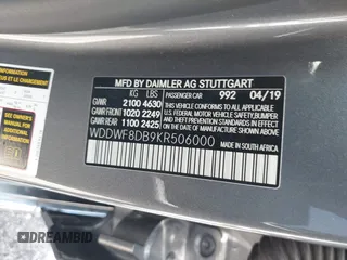 2019 Mercedes-Benz C 300 with VIN WDDWF8DB9KR506000, listed as a IAAI auction lot 41938881 with 101,922 mi miles and . Bid and sale history available at DreamBid. Image 9.
