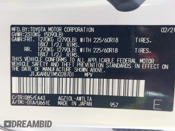 2021 Lexus NX with VIN JTJGARBZ1M5028701, listed as a IAAI auction lot 41989460 with 39,785 mi miles. Bid and sale history available at carsss.com. Image 9.