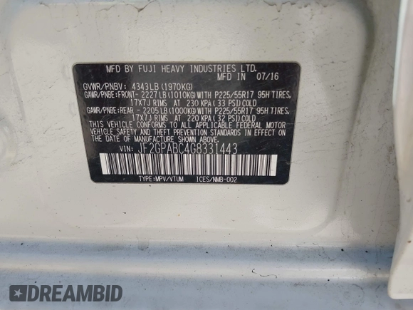 2016 Subaru Crosstrek Premium с VIN JF2GPABC4G8331443, выставлен на аукционе IAAI как лот 42145801 с пробегом 82 588 миль миль и . История ставок и продаж доступна на DreamBid. Изображение 9.