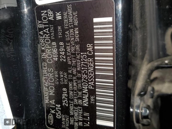 2015 Kia Cadenza Premium with VIN KNALN4D73F5171251, listed as a Copart auction lot 82000444 with 1,466,161 mi miles and Salvage Title. Bid and sale history available at carsss.com. Image 15.