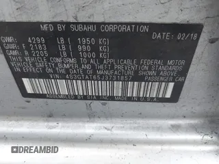 2018 Subaru Impreza Limited with VIN 4S3GTAT65J3731857, listed as a IAAI auction lot 42199163 with 62,621 mi miles and . Bid and sale history available at DreamBid. Image 9.