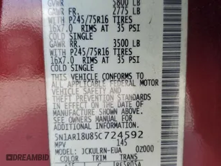 2005 Nissan Pathfinder LE with VIN 5N1AR18U85C724592, listed as a Copart auction lot 42197395 with 144,783 mi miles and Salvage Title. Bid and sale history available at carsss.com. Image 13.