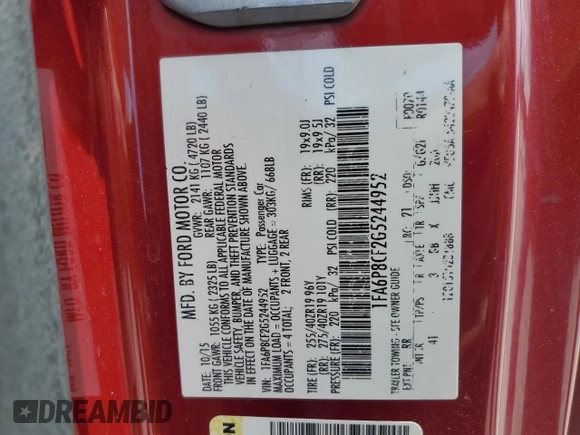 2016 Ford Mustang GT z VIN 1FA6P8CF2G5244952, wystawiony jako Copart lot #58944865 z przebiegiem 206 471 mil mil oraz Szkoda całkowita • Salvage title. Historia ofert i sprzedaży dostępna na DreamBid. Obrazek 12.