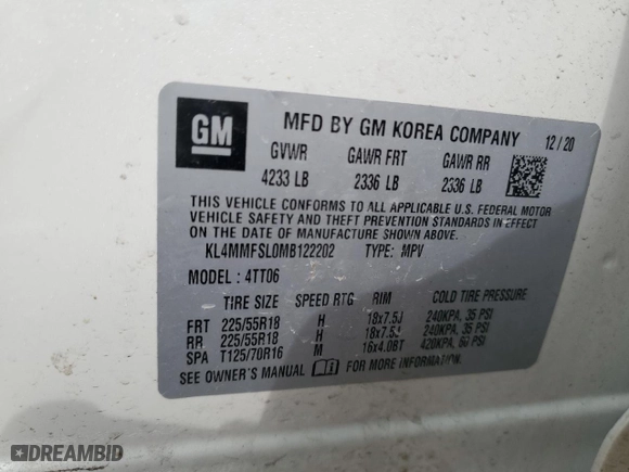 2021 Buick Encore GX Essence with VIN KL4MMFSL0MB122202, listed as a Copart auction lot 48409225 with 84,972 mi miles and Salvage Title. Bid and sale history available at carsss.com. Image 13.