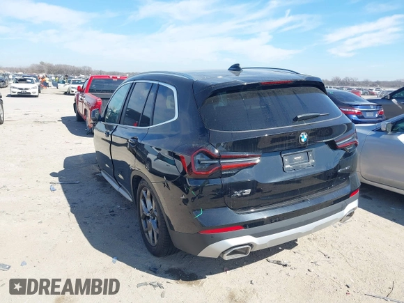 2023 BMW X3 sDrive30i with VIN 5UX43DP08P9S86948, listed as a IAAI auction lot 41632412 with 3,645 mi miles and . Bid and sale history available at DreamBid. Image 3.