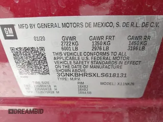 2020 Chevrolet Blazer LT with VIN 3GNKBHRSXLS618131, listed as a IAAI auction lot 41663943 with 38,943 mi miles and . Bid and sale history available at DreamBid. Image 9.