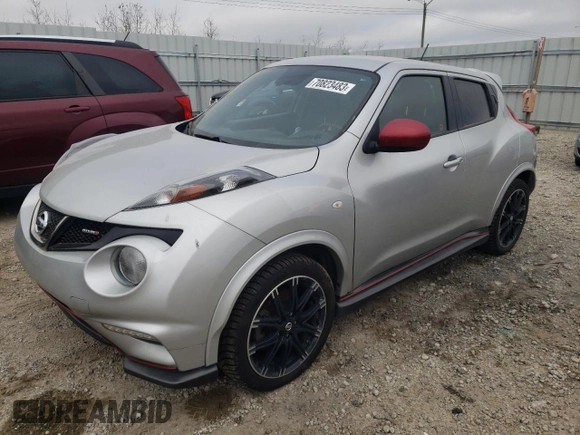 2014 Nissan Juke NISMO with VIN JN8AF5MV8ET365428, listed as a Copart auction lot 87502505 with 128,011 mi miles and Salvage Title. Bid and sale history available at carsss.com. Image 1.