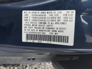 2006 Honda CR-V EX with VIN JHLRD68816C017988, listed as a IAAI auction lot 41842031 with 204,947 mi miles. Bid and sale history available at carsss.com. Image 9.