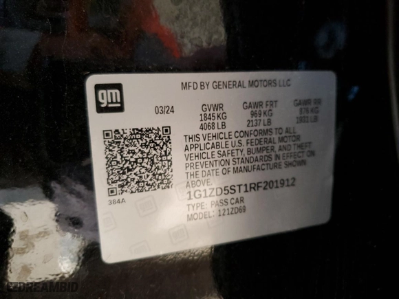 2024 Chevrolet Malibu LT with VIN 1G1ZD5ST1RF201912, listed as a Copart auction lot 52827375 with 25,788 mi miles and Clean Title. Bid and sale history available at carsss.com. Image 12.