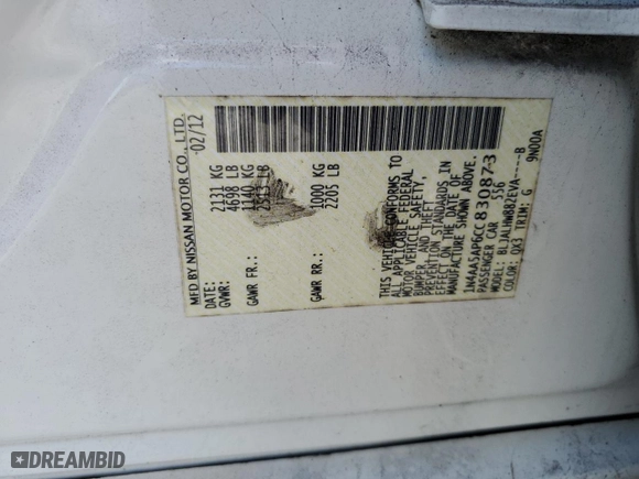2012 Nissan Maxima 3.5 S with VIN 1N4AA5AP6CC830873, listed as a Copart auction lot 51308975 with 142,838 mi miles and Salvage Title. Bid and sale history available at carsss.com. Image 14.