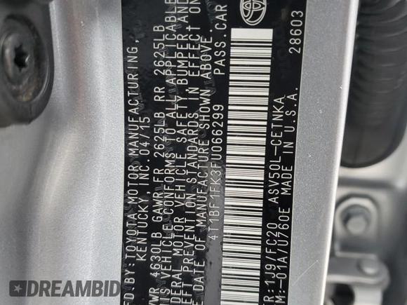2015 Toyota Camry XLE with VIN 4T1BF1FK3FU066299, listed as a Copart auction lot 46264905 with 200,958 mi miles and Salvage Title. Bid and sale history available at carsss.com. Image 14.