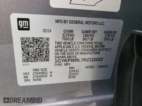 2024 Cadillac LYRIQ Sport z VIN 1GYKPWRL7RZ122023, wystawiony jako Copart lot #80765334 z przebiegiem 6 183 mil mil oraz Szkoda całkowita • Salvage title. Historia ofert i sprzedaży dostępna na DreamBid. Obrazek 12.