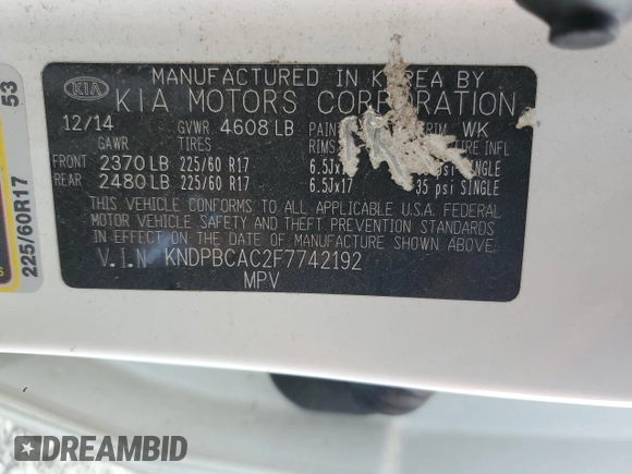 2015 Kia Sportage LX with VIN KNDPBCAC2F7742192, listed as a Copart auction lot 50786515 with 130,779 mi miles and Salvage Title. Bid and sale history available at DreamBid. Image 13.