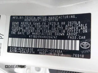 2017 Toyota Camry Hybrid LE with VIN 4T1BD1FK4HU204747, listed as a IAAI auction lot 41361540 with 124,746 mi miles. Bid and sale history available at carsss.com. Image 9.
