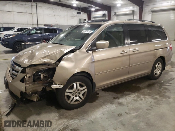 2005 Honda Odyssey EX-L z VIN 5FNRL38625B012216, wystawiony jako Copart lot #51823135 z przebiegiem 206 408 mil mil oraz Szkoda całkowita • Salvage title. Historia ofert i sprzedaży dostępna na DreamBid. Obrazek 1.
