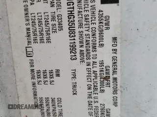 2003 GMC Savana Cargo Van with VIN 1GTHG35U831199213, listed as a Copart auction lot 86549414 with 0 mi miles and Salvage Title. Bid and sale history available at carsss.com. Image 14.