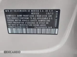 2013 Volkswagen Jetta SE z VIN 3VWDP7AJXDM239102, wystawiony jako IAAI lot #42306088 z przebiegiem 189 620 mil mil oraz . Historia ofert i sprzedaży dostępna na DreamBid. Obrazek 9.