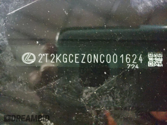 2022 Lexus NX with VIN 2T2KGCEZ0NC001624, listed as a Copart auction lot 44261333 with Not Provided miles. Bid and sale history available at carsss.com. Image 13.