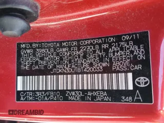 2011 Toyota Prius I z VIN JTDKN3DU1B1420033, wystawiony jako Copart lot #57145255 z przebiegiem 282 850 mil mil oraz Szkoda całkowita • Salvage title. Historia ofert i sprzedaży dostępna na DreamBid. Obrazek 12.