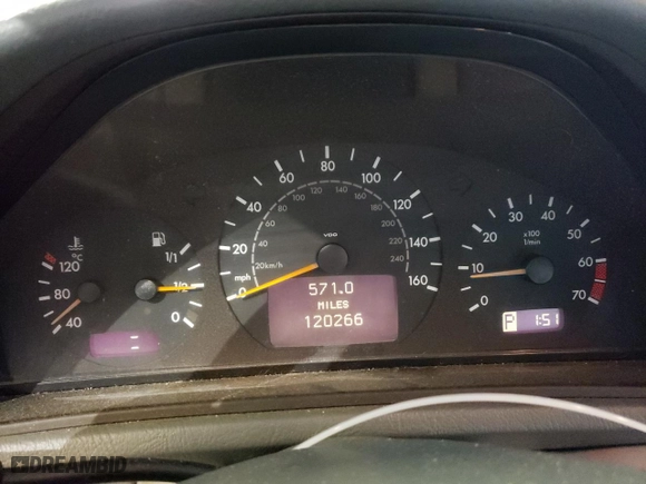 2001 Mercedes-Benz CLK-Class with VIN WDBLK65G01T079748, listed as a Copart auction lot 50126715 with 120,266 mi miles and Salvage Title. Bid and sale history available at carsss.com. Image 9.