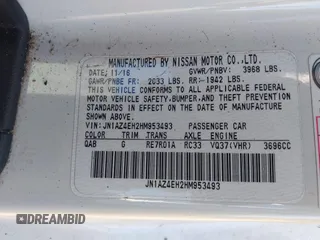 2017 Nissan 370Z with VIN JN1AZ4EH2HM953493, listed as a IAAI auction lot 41228710 with 82,114 mi miles. Bid and sale history available at carsss.com. Image 9.