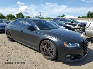 2015 Audi S8 with VIN WAUK2AFD3FN015524, listed as a Copart auction lot 58506754 with 69,866 mi miles and Salvage Title. Bid and sale history available at carsss.com. Image 4.