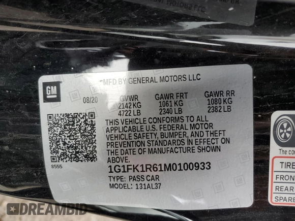 2021 Chevrolet Camaro ZL1 with VIN 1G1FK1R61M0100933, listed as a Copart auction lot 86644354 with 19,933 mi miles and Salvage Title. Bid and sale history available at carsss.com. Image 13.