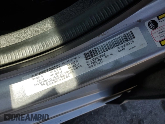 2013 Chrysler 200 LX with VIN 1C3CCBAB8DN698435, listed as a Copart auction lot 52614135 with 122,313 mi miles and Clean Title. Bid and sale history available at DreamBid. Image 12.