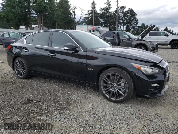 2016 Infiniti Q50 Red Sport 400 with VIN JN1FV7AR3GM451365, listed as a Copart auction lot 62960125 with 87,833 mi miles and Salvage title. Bid and sale history available at DreamBid. Image 4.