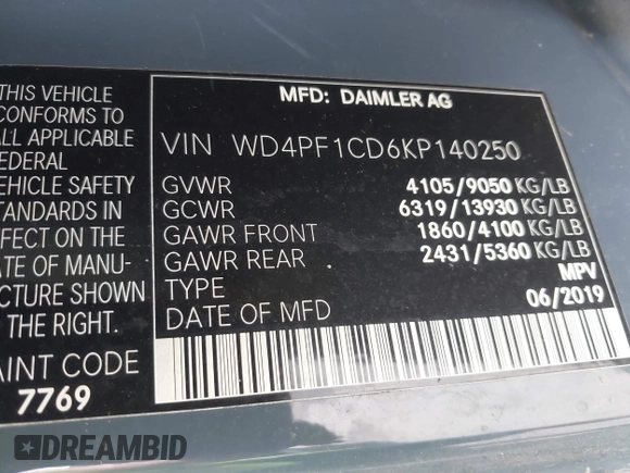 2019 Mercedes-Benz Sprinter Cargo z VIN WD4PF1CD6KP140250, wystawiony jako IAAI lot #40192921 z przebiegiem 85 972 mil mil oraz . Historia ofert i sprzedaży dostępna na DreamBid. Obrazek 9.