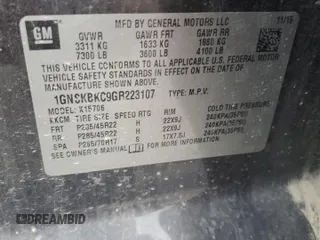 2016 Chevrolet Tahoe LT z VIN 1GNSKBKC9GR223107, wystawiony jako Copart lot #50146495 z przebiegiem 163 948 mil mil oraz Szkoda całkowita • Salvage title. Historia ofert i sprzedaży dostępna na DreamBid. Obrazek 13.