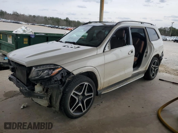 2018 Mercedes-Benz GLS 550 with VIN 4JGDF7DE9JB062805, listed as a Copart auction lot 47079845 with 82,690 mi miles and Salvage title. Bid and sale history available at DreamBid. Image 1.