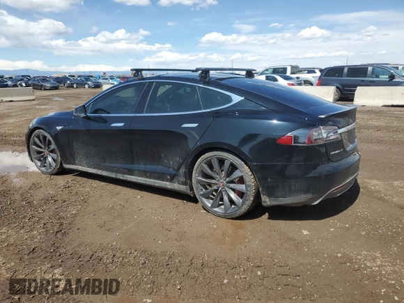 2014 Tesla Model S P85D with VIN 5YJSA1H28EFP63765, listed as a Copart auction lot 50241385 with 100,274 mi miles and Salvage Title. Bid and sale history available at DreamBid. Image 2.