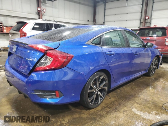 2020 Honda Civic Sedan Sport with VIN 2HGFC2F84LH522643, listed as a Copart auction lot 49778055 with 0 mi miles and Salvage Title. Bid and sale history available at carsss.com. Image 3.