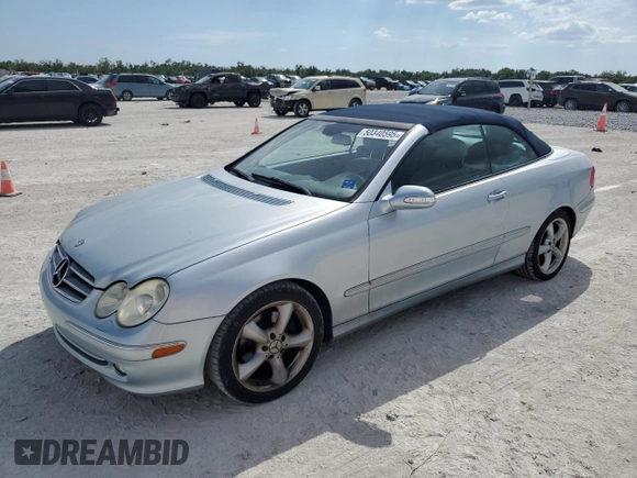 2005 Mercedes-Benz CLK 320 with VIN WDBTK65GX5T053602, listed as a Copart auction lot 50340595 with 89,591 mi miles and Clean title. Bid and sale history available at DreamBid. Image 1.