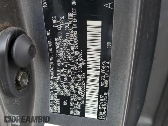 2005 Toyota Sienna CE with VIN 5TDZA23C05S241485, listed as a Copart auction lot 59056785 with 257,902 mi miles and Salvage title. Bid and sale history available at DreamBid. Image 13.